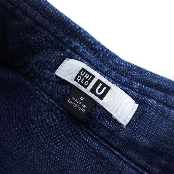 UNIQLO U Denim Oversized Shirt Minimal Western Button Down Minimal Western Boho - Picture 2 of 6